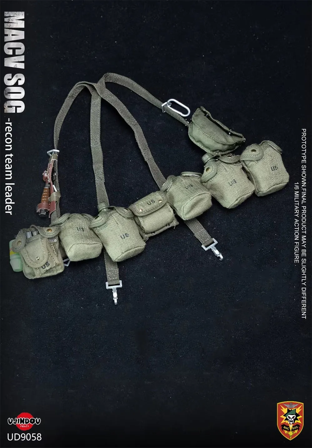 

1/6 UJINDOU UD9058 The US. Soldier S O G Doll Hang Chest Vest Water Bottle Bags Multi Function Accessories For 12" Figure DIY