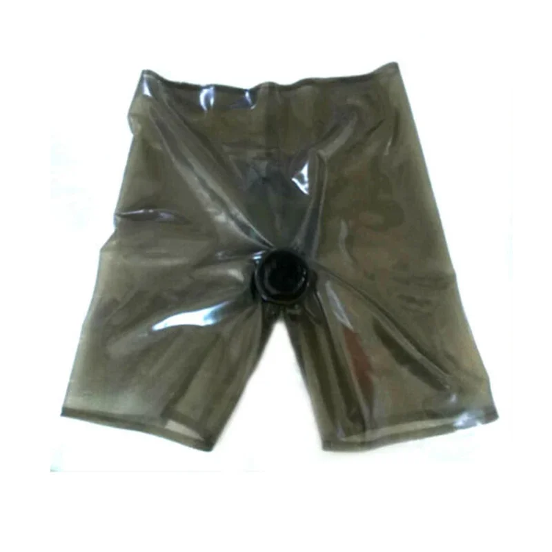 Hand gefertigte Herren Gummi Boxer Latex Shorts Unterwäsche mit 2 Scheide