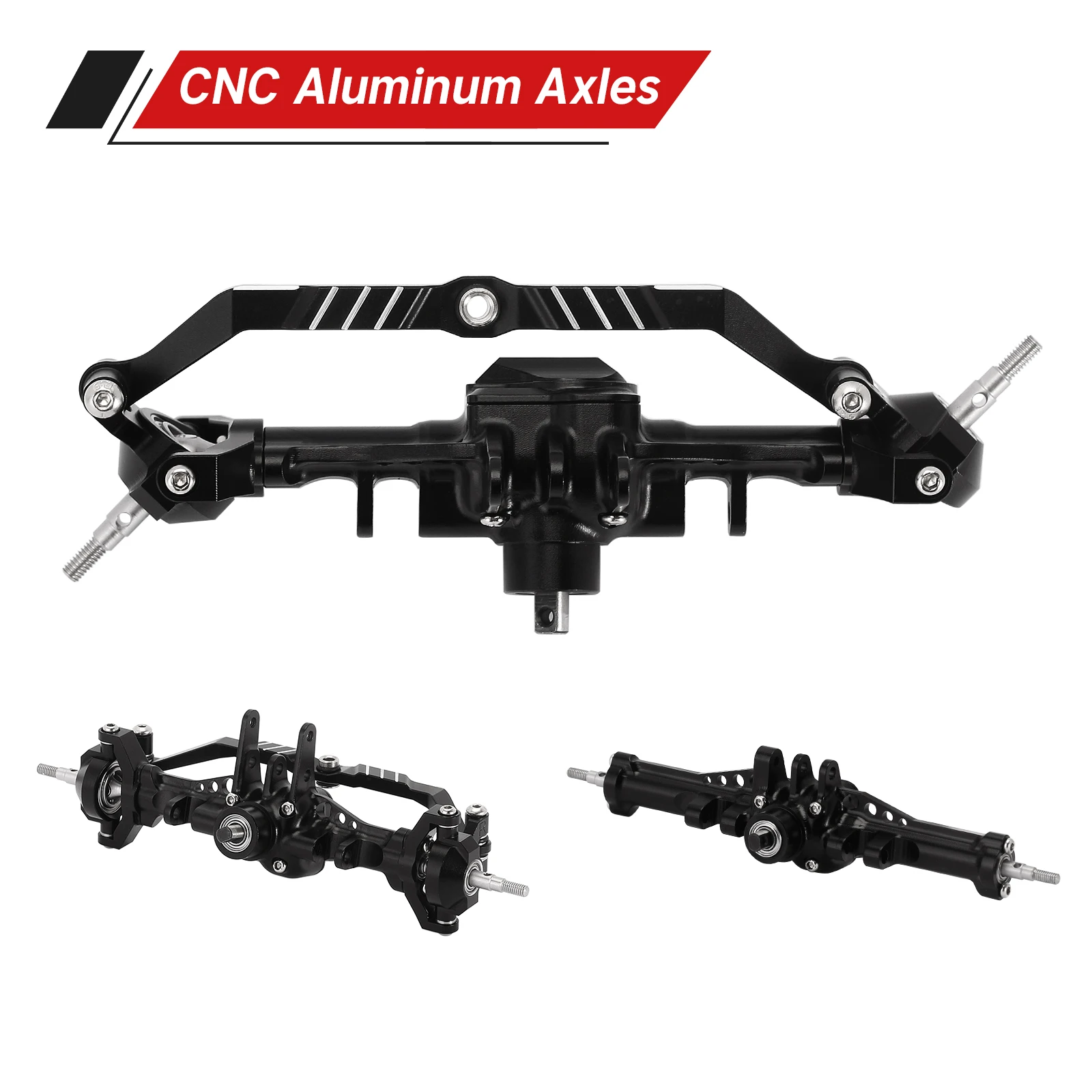 INJORA CNC Aluminum 4mm Extended Front Rear Complete Axles for 1/18 RC Crawler TRX4M Upgrade (4M-61)