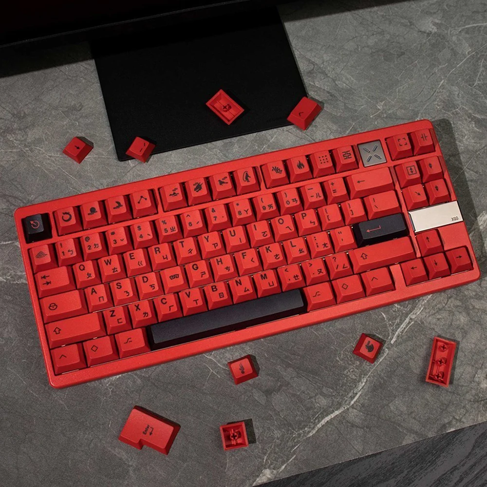 

Minimalist Red Keycaps Icon Red Dargon Japanse English Keycaps for MX Switches Mechanical Keyboard Alice 6.25u 7u space bar