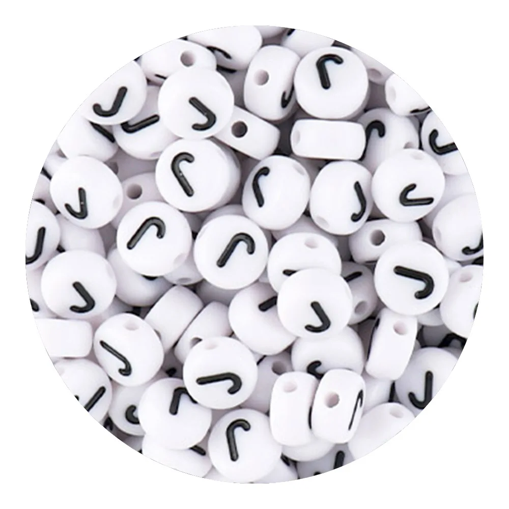 50/100/200 stks/partij 7x4mm Wit A-Z Ronde Alfabet Acryl Letters Kralen Losse Spacer voor Sieraden Maken DIY Armband Accessoires