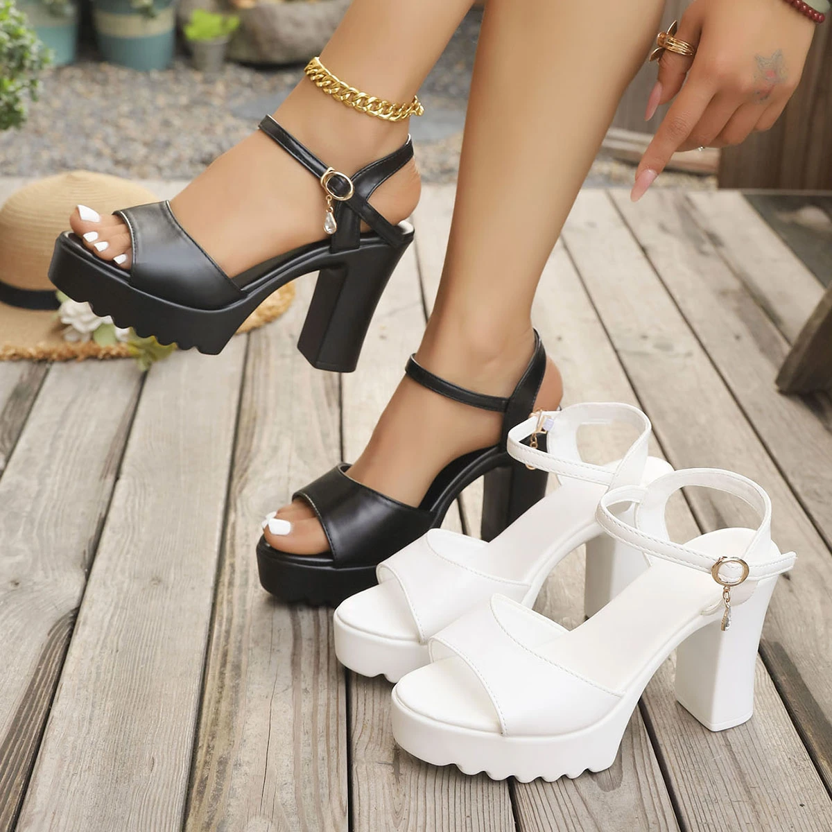 Trend Women Sandals Fashion Fish Mouth Sandals Women Buckle Slope Non-slip Wedges Shoes Casual Platform High Heels Shoes Women