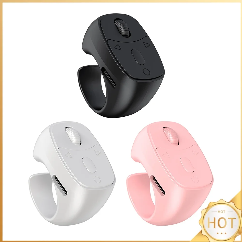 BT 5.3 Remote Control Mouse Video Flipping And Browsing Finger Ring Mouse Fingertip Remote Control Page Turner for Smartphones