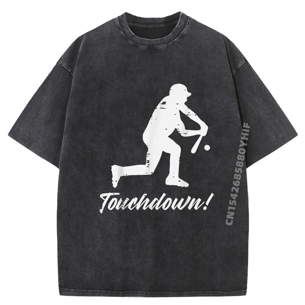 

Touchdown Baseball Batter Sports Player Mens Latest Washed Tops & Tees High Quality Printed T-shirts For Men Graphic Tees