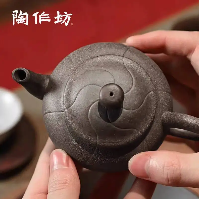 Pottery Workshop Old Clay Hexagonal Fumantong Rock Mineral Small Single Teapot Kung Fu Set Chinese Tea Ceremony