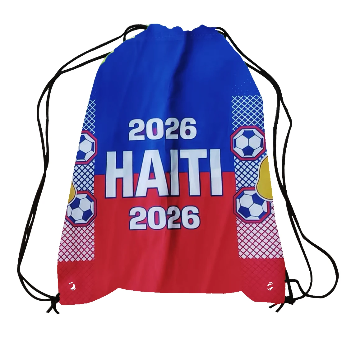 Flagicts Plain Nylon Haiti Flags Drawstring Bag