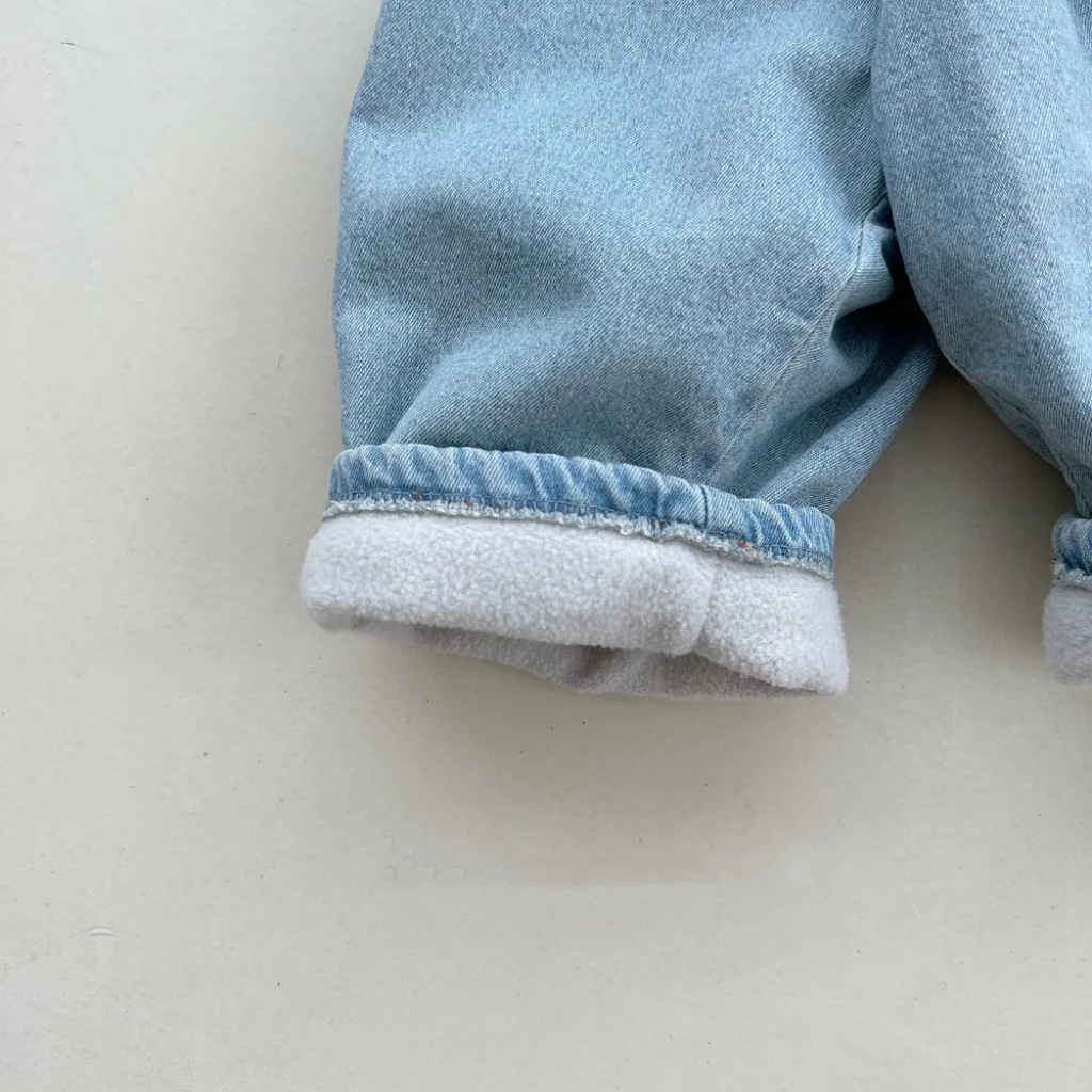 2026 New Winter Kids Fleece-Lined Denim Pants | Thick Warm Jeans for Toddler Boys Girls | Korean Style