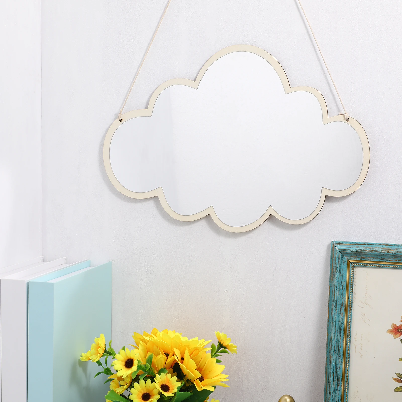 

Wooden Children Mirror Acrylic Unbreakable Shatterproof Non Glass Kids Baby Makeup Mirrors Bedroom Nursery Little Girls Cloud