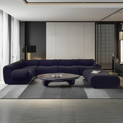 

!@Modular 3-Seater Compressed Fabric Sectional Sofa Square Vacuum-Package Endless Combinations for Home Use