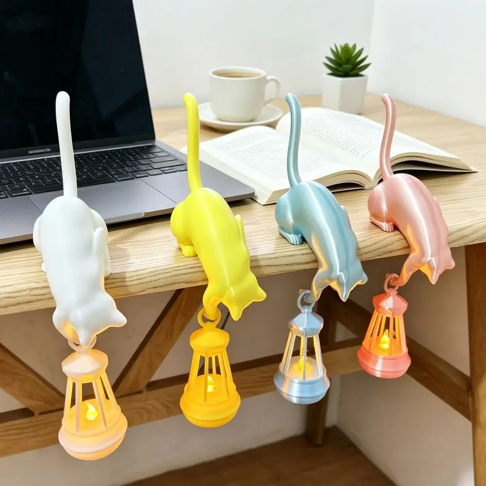 Cartoon Animal Cat Hanging Cat Night Light Lantern Cute Cat Hook Lamp 3D Ornaments Mini Lantern Cat Decor Bookshelf