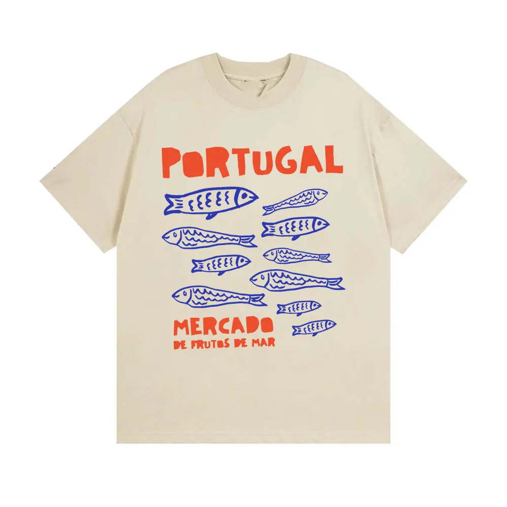 Portugal Sardines Tinned Fish Funny Meme T Shirt Men Women Vintage Harajuku Oversized T-shirts Casual 100% Short Sleeve T-shirt
