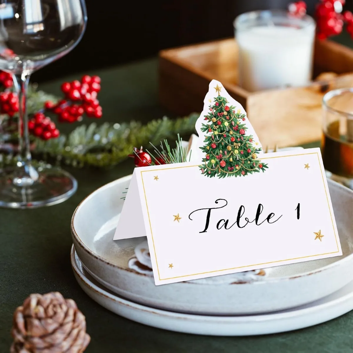 20/50/100 قطعة شجرة عيد الميلاد نمط اسم مكان بطاقة عيد ميلاد حفلة عيد الميلاد تسجيل في زميل العشاء الجلوس رقم الجدول بطاقة #6