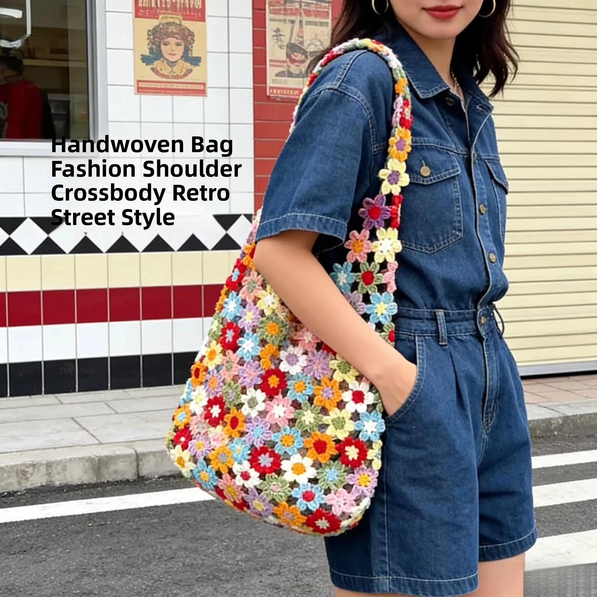 Handwoven Fashion Shoulder Crossbody Bag Casual Versatile Handbag Artistic Style Fabric Craft Women's Small Bag