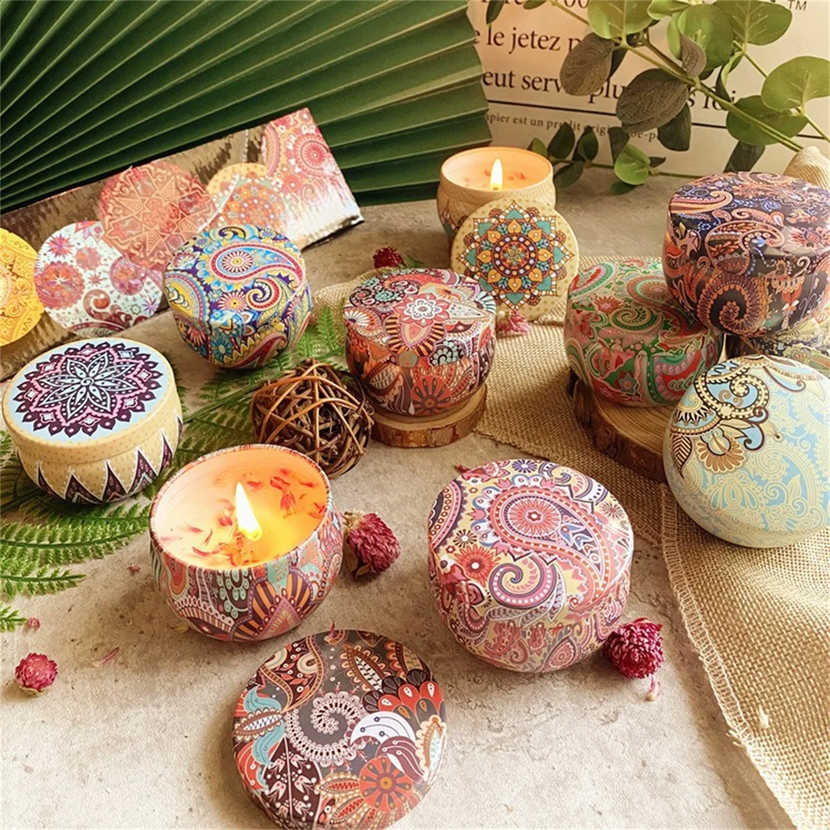 Dried Flower Smokeless Aromatherapy Candle, Romantic Bedroom Sleep Aid, Lightly Scented, Long-lasting Room Fragrance, Women's Gi