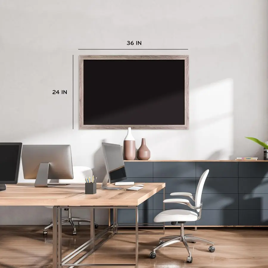 Papan Tulis Magnetik, 24 x 36, Bingkai Kayu Rustic, Permukaan Matte Premium