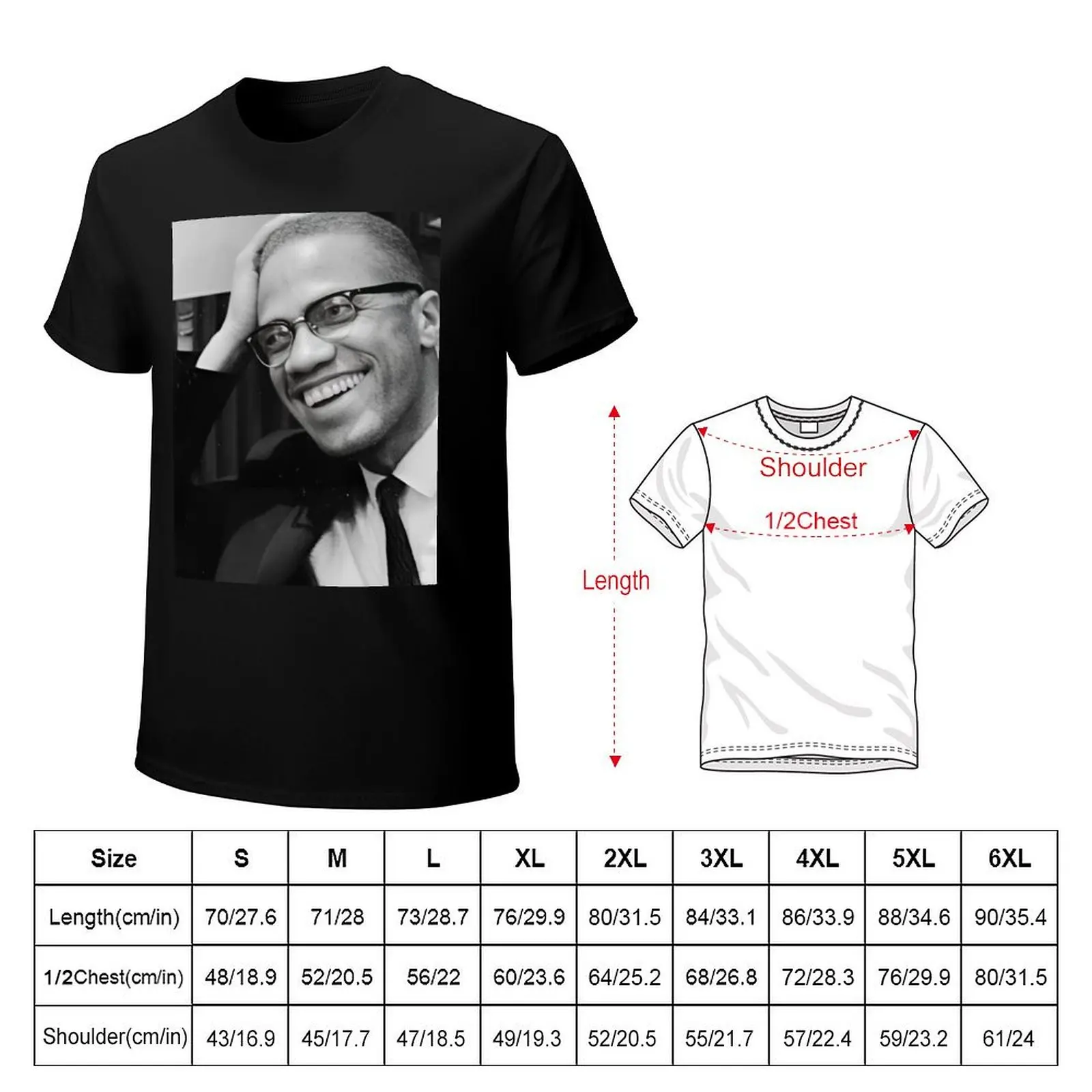 Malcolm X T-Shirt Lightweight Basic Short Sleeve Shirt