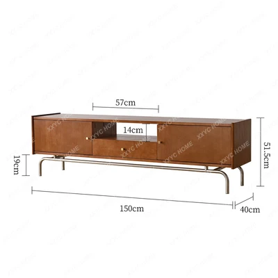 Retro Style Living Room Solid Wood TV Cabinet Coffee Table Combination Small Apartment Wall Cabinet Middle and Ancient Home