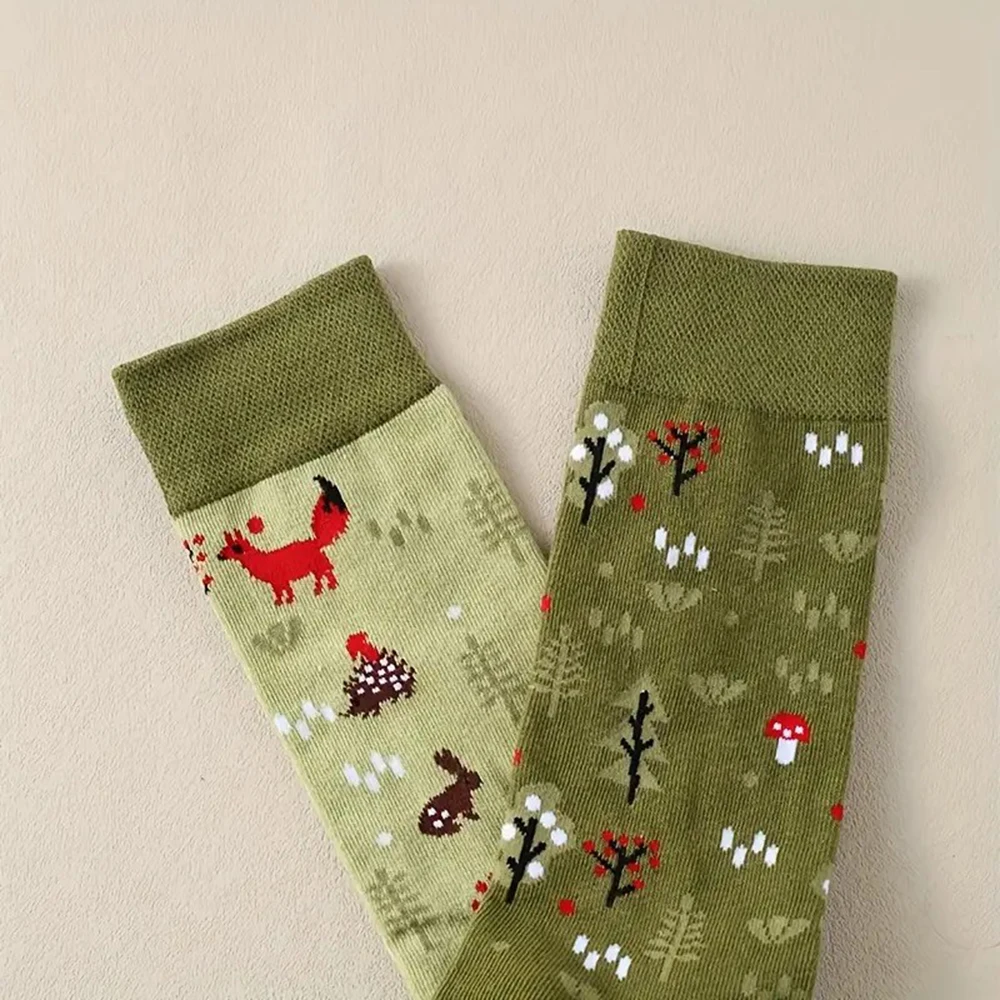 1 زوج للجنسين غير متناظرة متعة منتصف أنبوب الجوارب المألوف الحيوان طباعة أنماط كلا الرجال النساء هدية الجوارب مناسبة ملابس خارجية #3