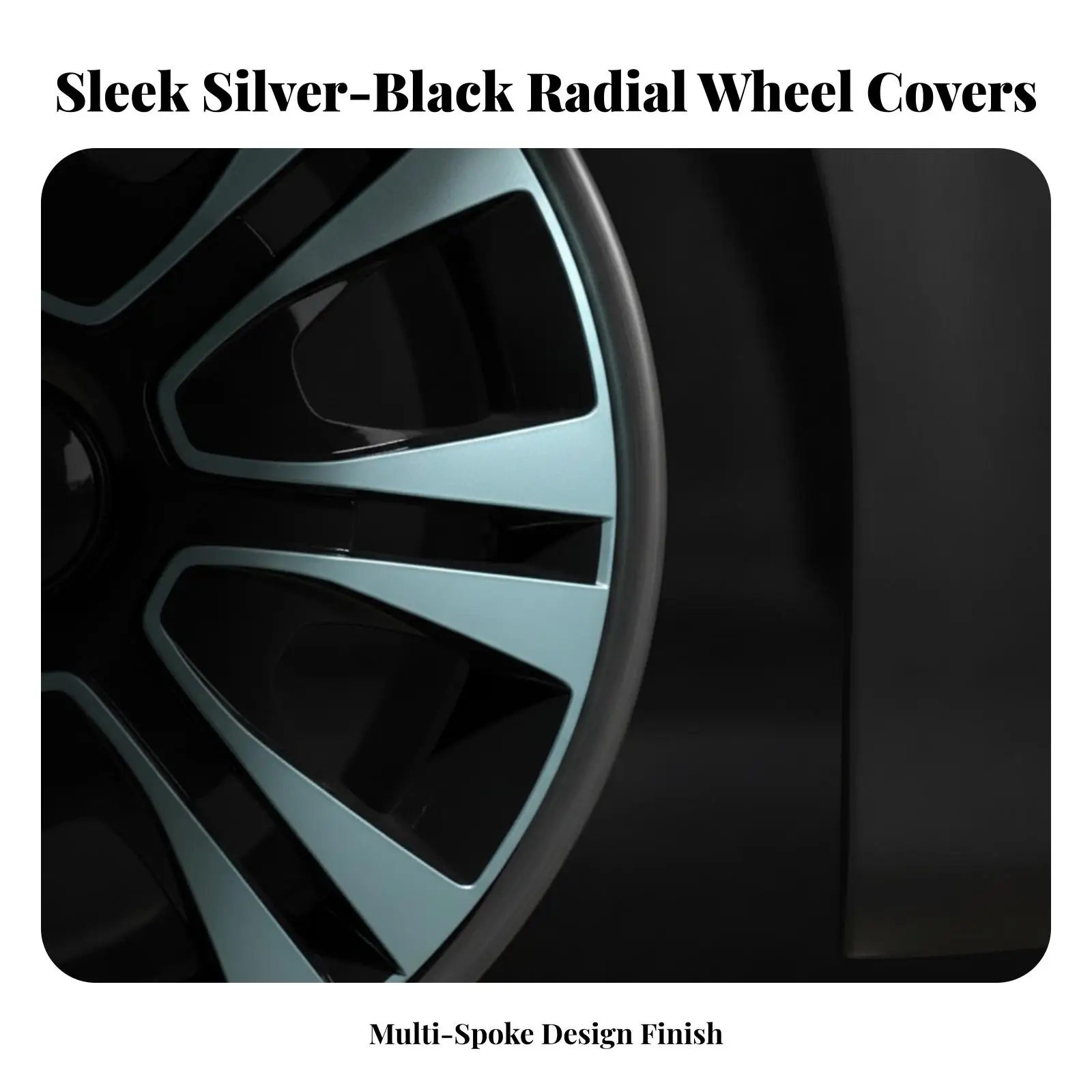 Stylish Car Wheel Hub Cover Rubber for Rim Guarding with KY Silver Black Glossy Spoke Pattern