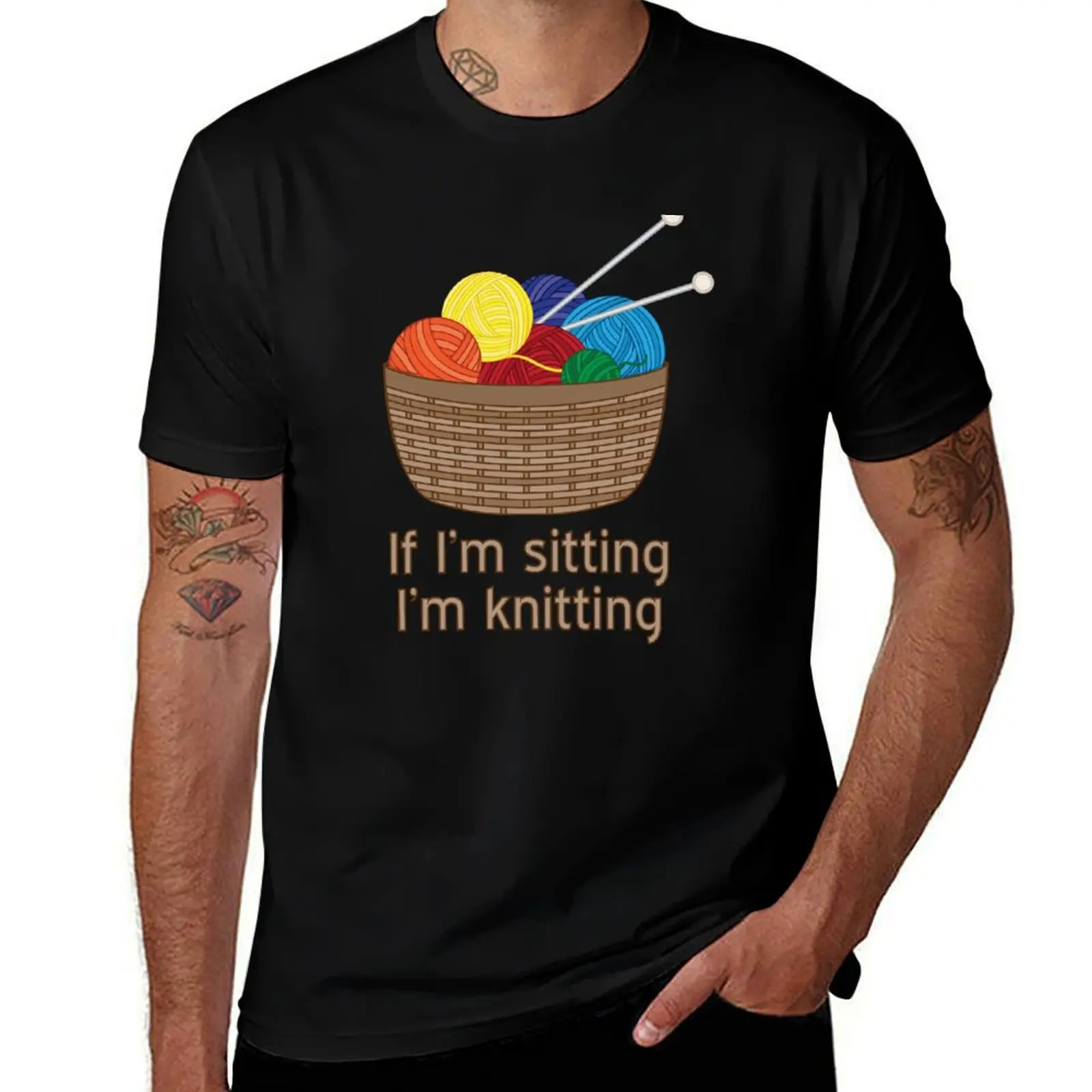 If I'm Sitting, I'm Knitting T-Shirt Casual All Match Short Sleeve T-Shirt
