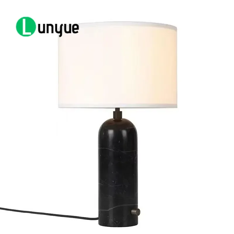Postmodern Luxury Marble Table Lamp with Modern Fabric Shade for Living Room Hotel Restaurant Desk Decorative Lighting