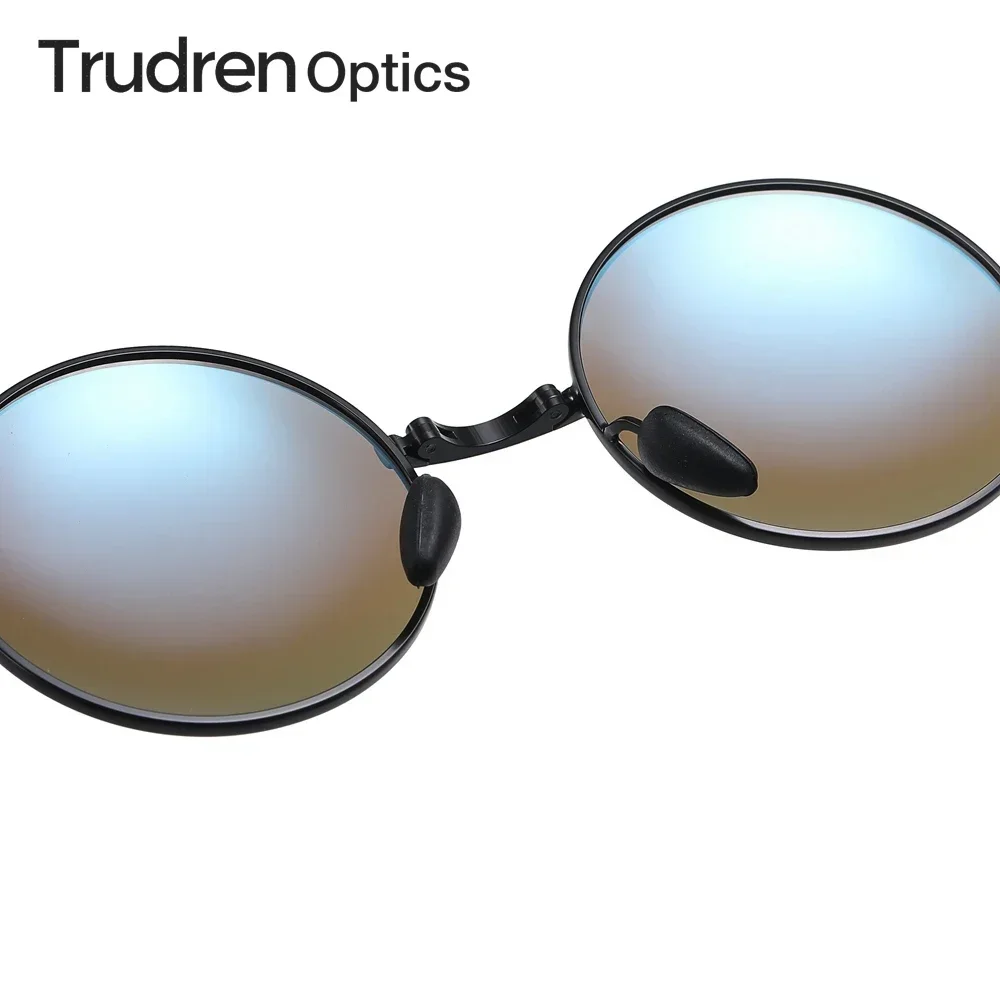 Trudren Mens Retro Round Folding Sun Glasses for Men Pocket Foldable Sunglasses Vintage Portable Travel Polarized Sunglass 1300