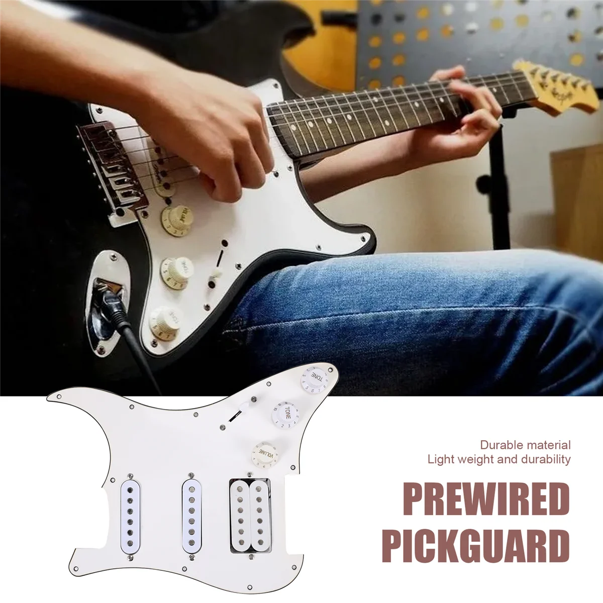 Электрическая Гитара Pickguard Pickups загруженная Предварительно Проводная царапина в сборе 11 отверстий SSH белая