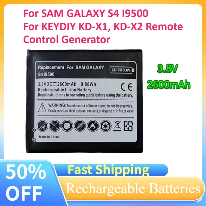 3.8V 2600mAh Li-Ion Battery for KEYDIY KD-X1, KD-X2 Remote Control Generator for SAM GALAXY S4 I9500 Rechargeable Batteries