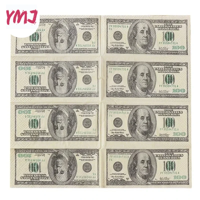 Yaratıcı Renkli Baskılı Mendiller Taşınabilir Küçük Paket Peçeteler Dolar Desen kuşe kağıt havlular 3 Katlı 100 adet 21*21 cm