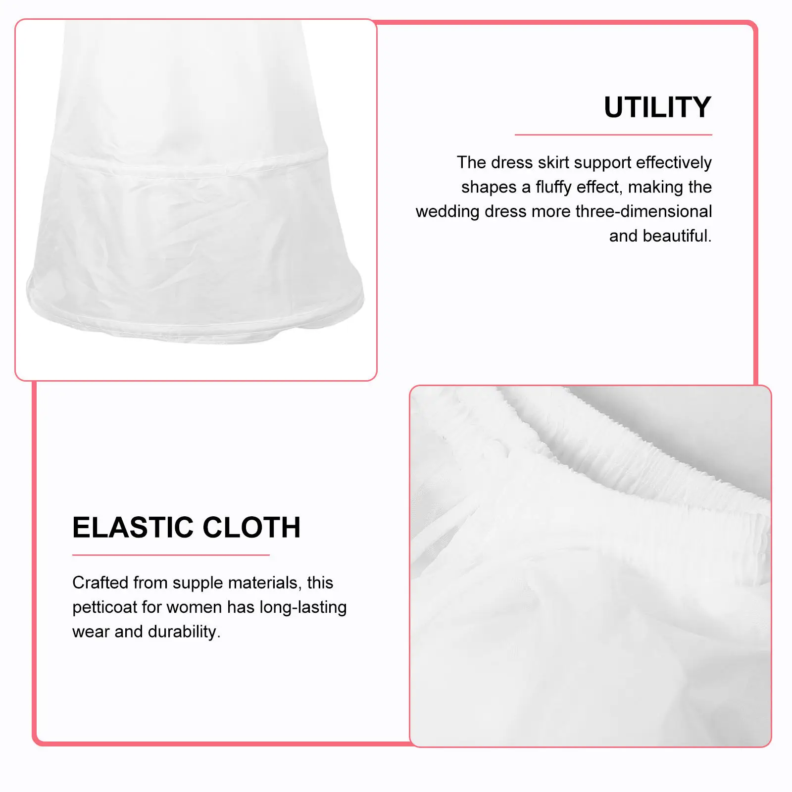 Bridal Dress Petticoat Underskirt White Wedding Dress Skirt Support for Women Shaping Puffy Effect Undergarments for Bride