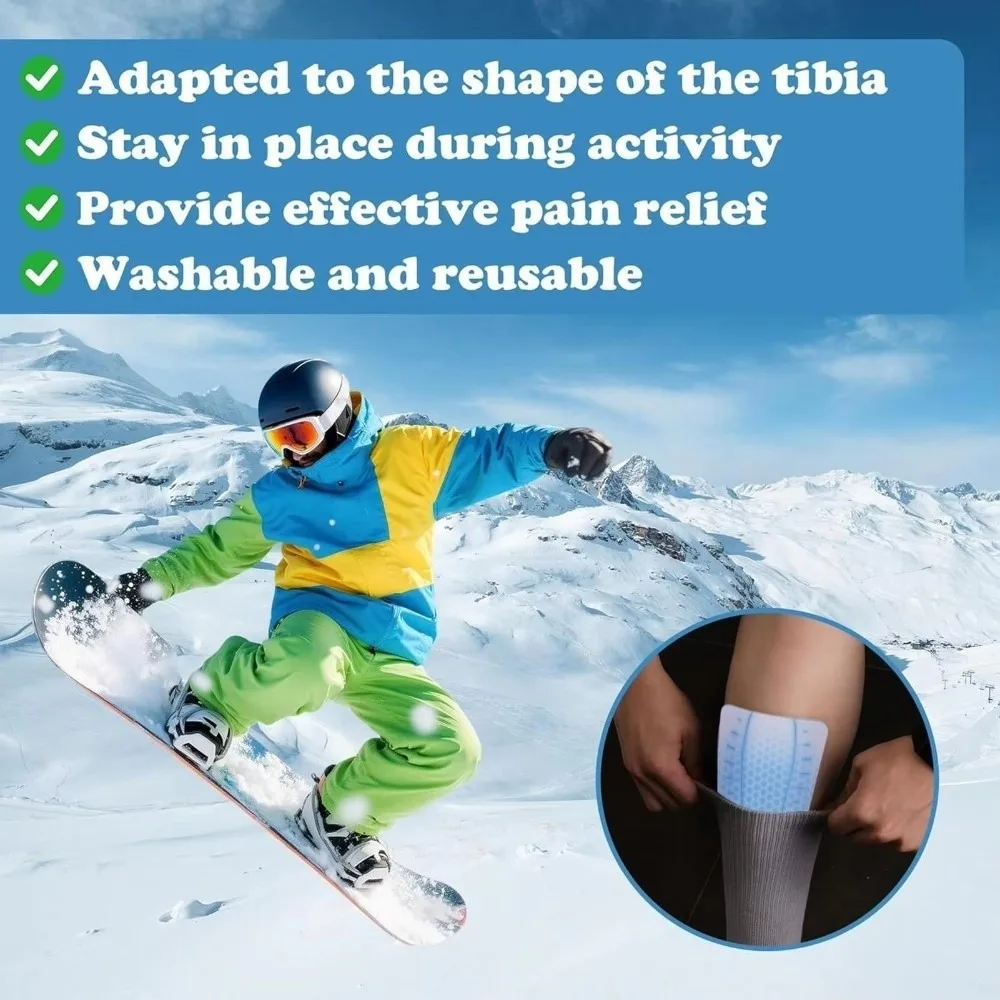 Skiing Equipment Flexible Ski Shin Guards Soft Self Adhesive Ski Shin Pads Shock Absorption Washable Gel Shin Guards Adults