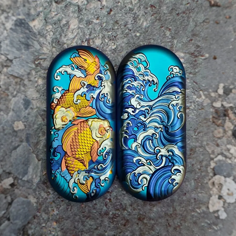 

Titanium Colorful Fidget Slider Fidget Toys For Adults Two Fish Push Slider Office Desk Accessories Anxiety Relief Gadgets