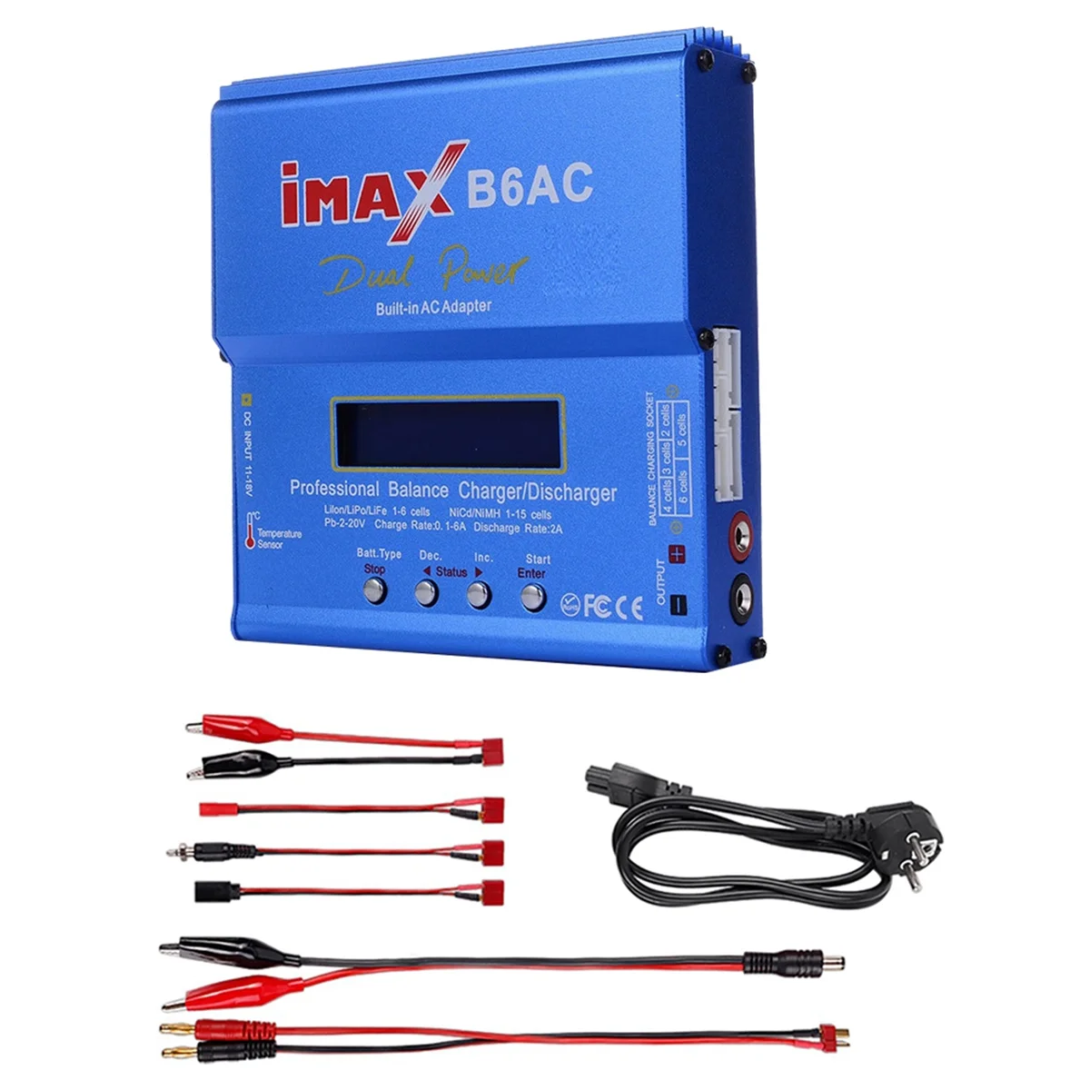 

For IMAX B6AC 80W RC Balance Charger+T Plug Cable Digital Li-Ion LiFe Nimh Nicd PB Lipo Battery Discharger EU Plug