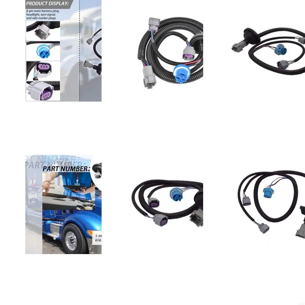 Headlight Wiring Harness for 382 384 386 387 Heavy Truck, Sleeved Lighting Circuit Service Harness, 61A3002-0474 1-34267 X37F