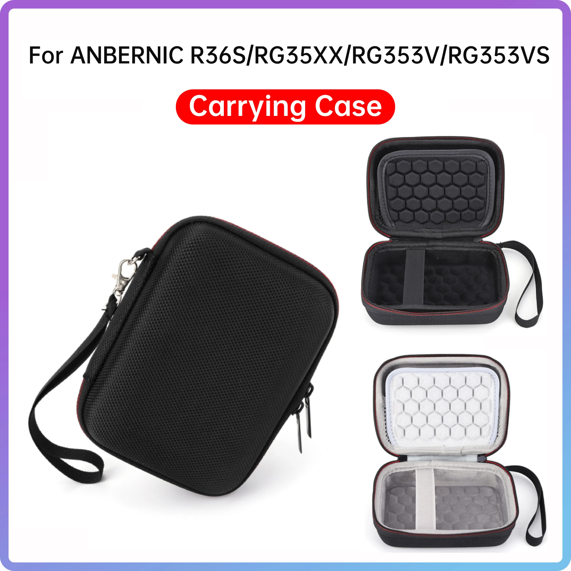 Portable Game Case for Anbernic R36S Handheld Open Source Game Console with Mesh Pouch Storage Handbag for RG35XX/RG353V/RG353VS