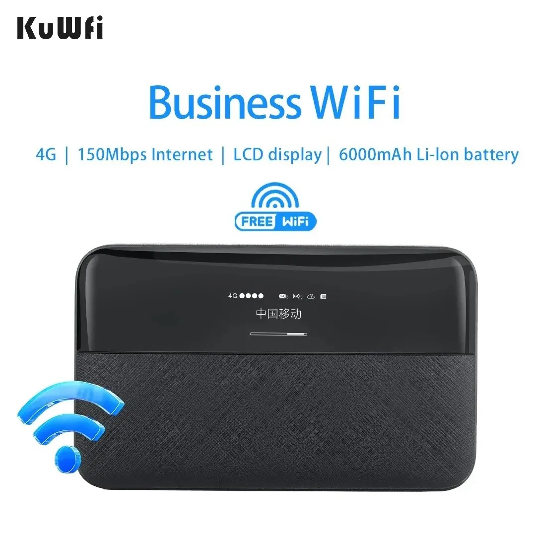 KuWFi-Modem routeur mobile sans fil portable, mini point d'accès extérieur, carte SIM 4G, Wi-Fi de poche, 6000 Mbps, 150 mAh débloqué