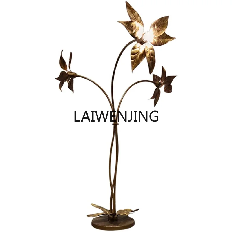 MJY living room art leaf installation, metal flower floor luminous ornament