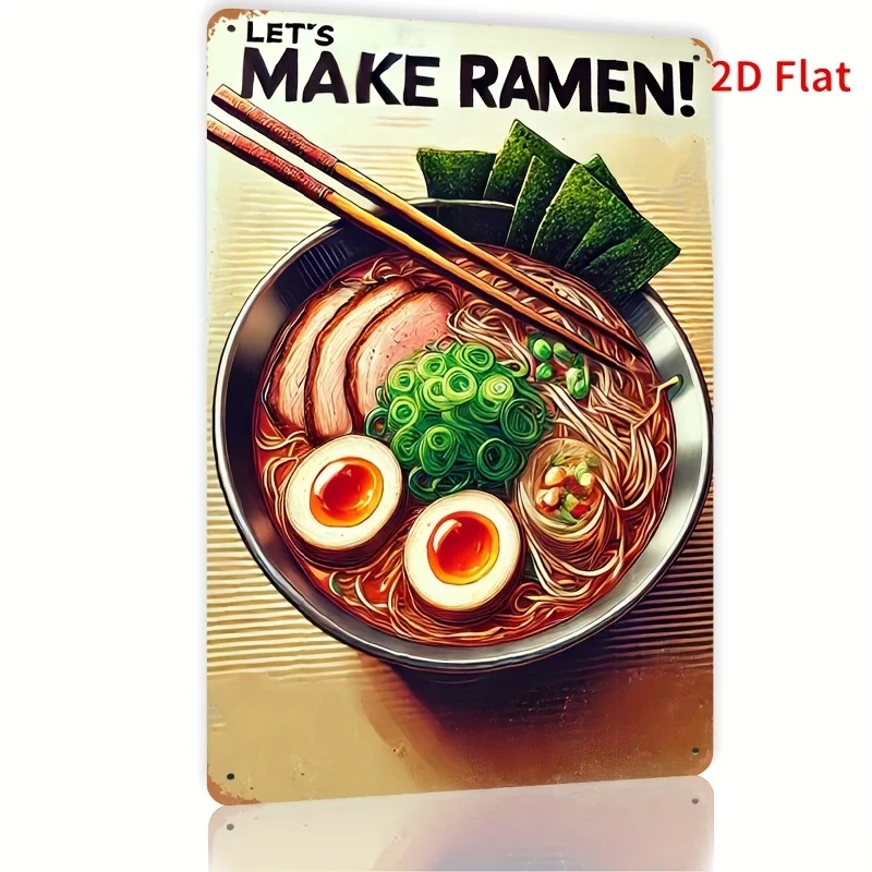 Let's Make Ramen!   Tin Sign - Vintage-Style Noodle Soup Metal Wall Art, Durable, Windproof & Waterproof for Home, Office, Bar,