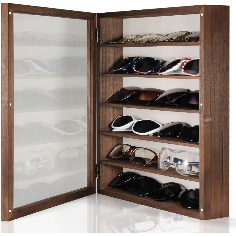 custom.Sunglasses Organizer Storage Wall Mounted: 13 X 15.6 Inches Eyewear Display Rustic Wood Eyeglasses Holder Large Glas