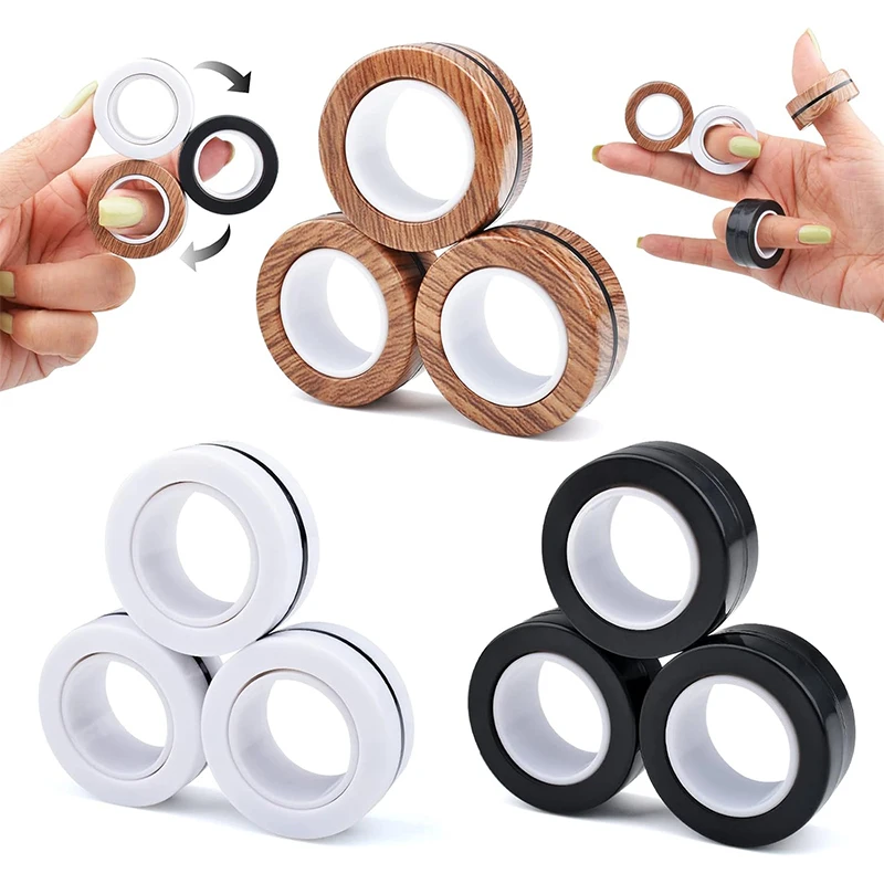 3Pcs Magnetic Rings Fidget Toy Set Adult Fidget Magnets Spinner Rings Fidget Pack Great Gift for Adults Teens Kids