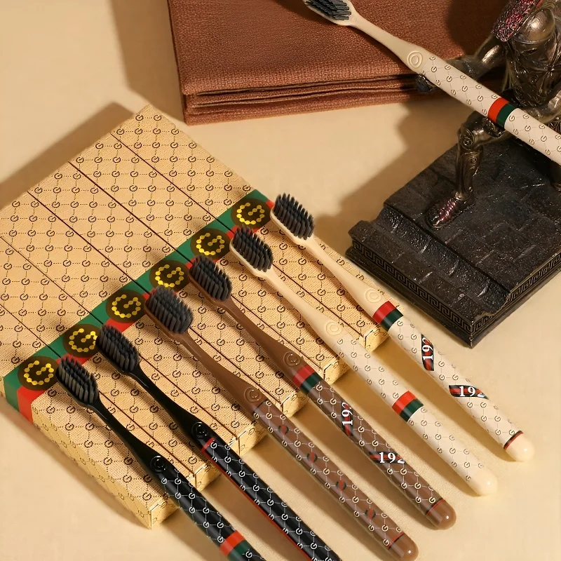 6개입/박스 우아한 오렌지색 고급 칫솔 선물 세트 민감한 잇몸에 적합한 딥 클리닝 구강 관리 부드러운 칫솔모