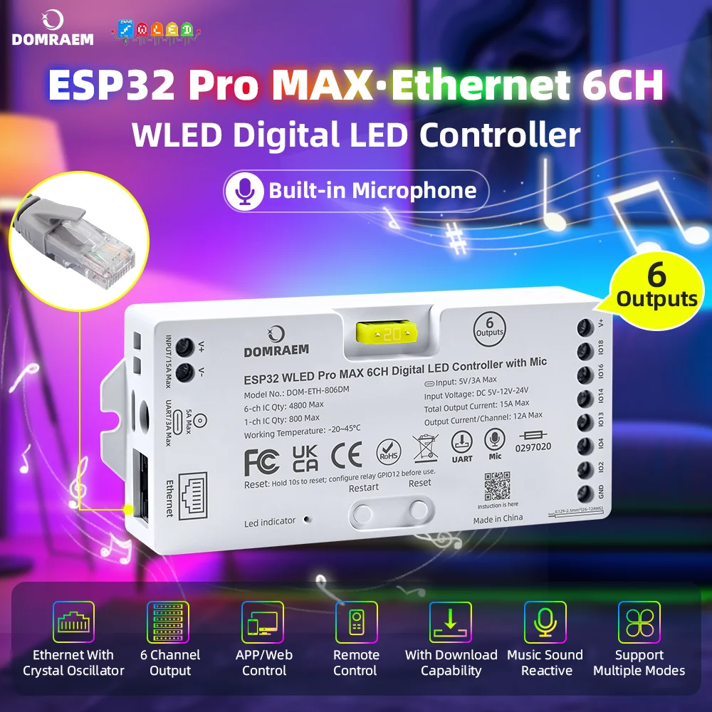 DOMRAEM ESP32 WLED Pro MAX LED Controller