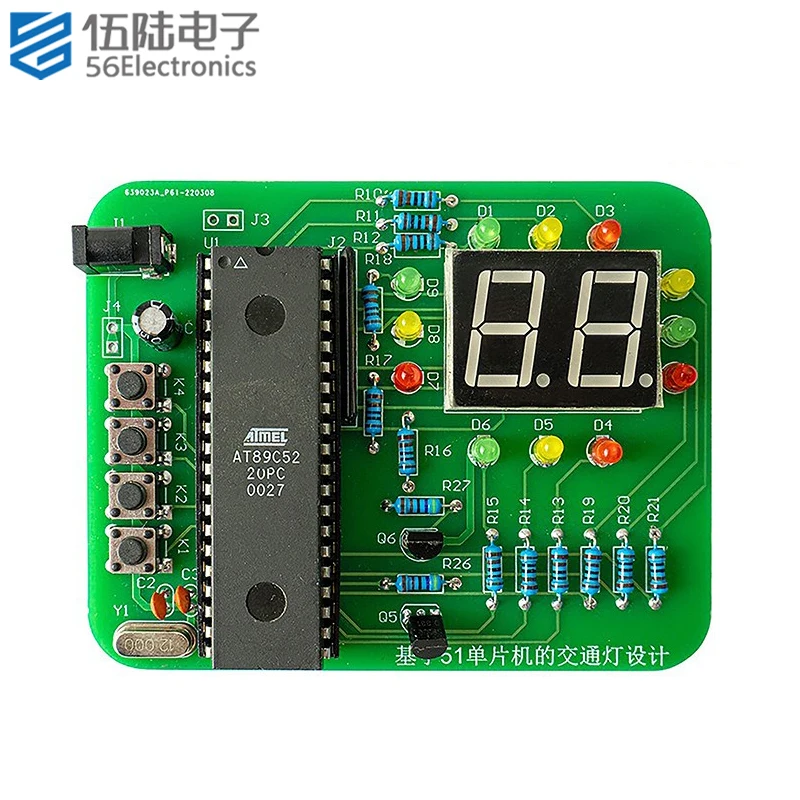 51 Microcontroller Traffic Signal Traffic Light DIY Electronic Kit Practical Training Soldering Parts to Build