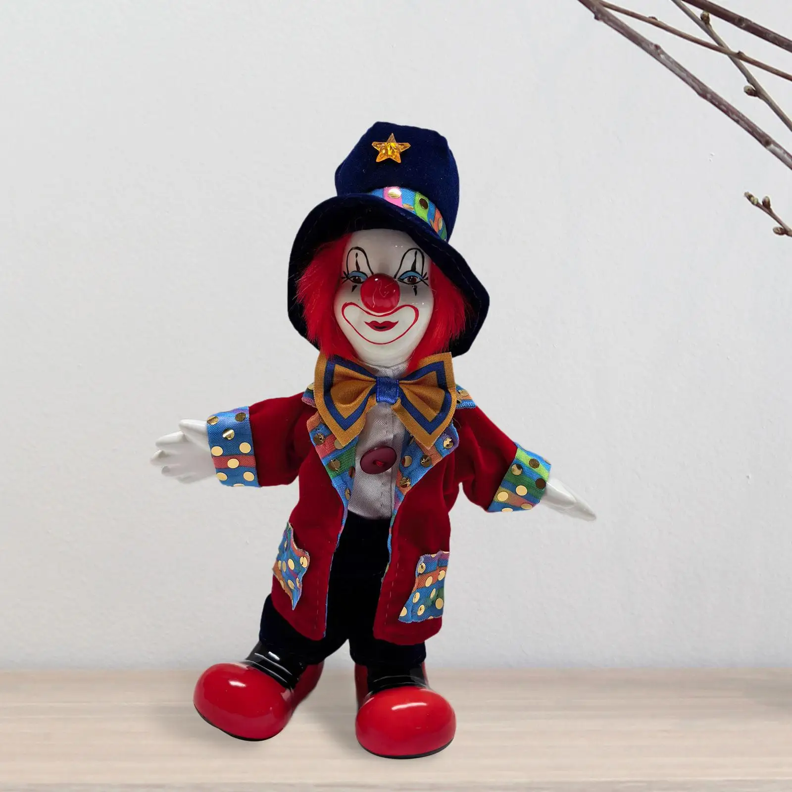 Clown Doll Figure Collectible Craft Desk Ornament Halloween Ornament Clown Model 18cm for Party Home Bedroom Desktop Decor