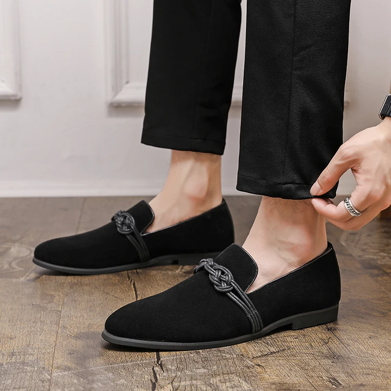 

Minimalism Loafers Shoes Men Dress Shoes Suede Leather Luxury Brand Fashion Groom Wedding Shoes Men Italian Style Oxford Shoes