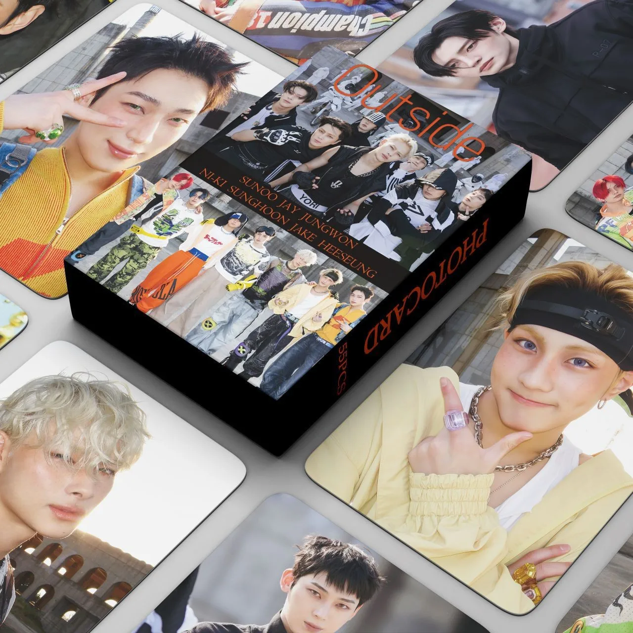 

Новинка 2025 года, 55 шт., Kpop Idol Boy Group, новый альбом OUTSIDE, карты Lomo JUNGWON HEESEUNG JAY SUNOO SUNGHOON NI-KI, фотокарточки для фанатов