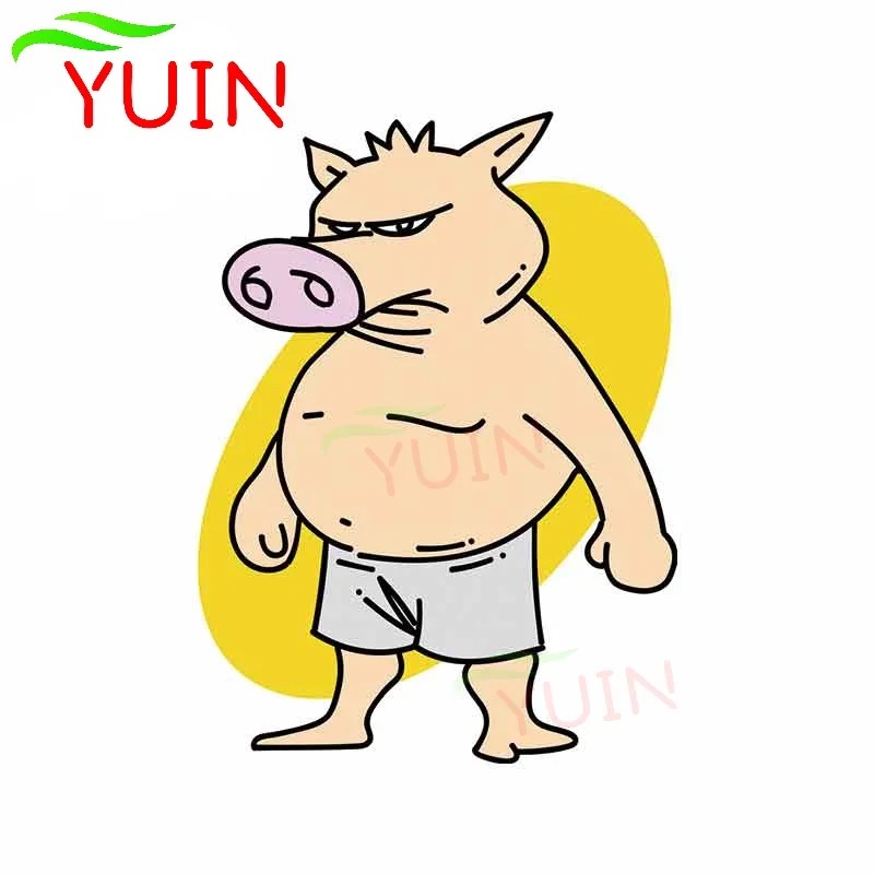 

Персонализированная наклейка на автомобиль «Свинка», «Человек», модные комические декоративные аксессуары для окон из ПВХ, водонепроницаемые наклейки 13*10 см