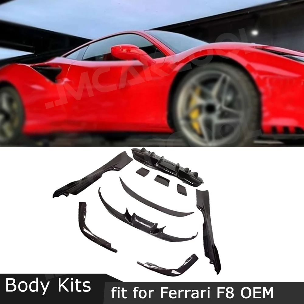 

Front Lip Rear Bumper Diffuser Splitter Trunk Spoiler Side Skirts For Ferrari F8 2019 Carbon Fiber Car Body Kits Accessories FRP