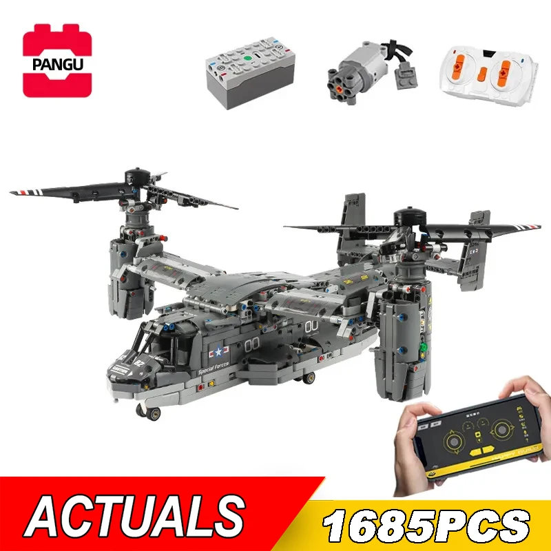 Osprey-Technical Remote Control Airplane Building Block, Creative Motorizado, Brick Toys, Presentes para Crianças, V-22, 1685PCs, 42113, Novo