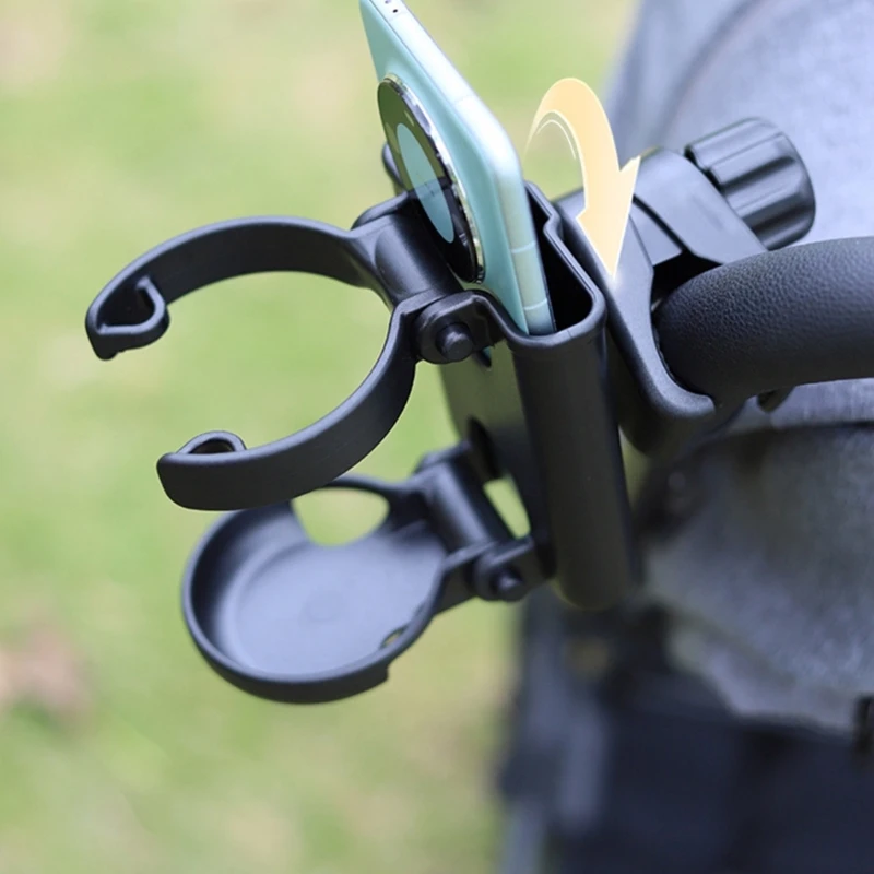 

J15U Foldable Strollers Drink Holder Adjustable Clamp Fit Bikes Wheelchairs Carriages